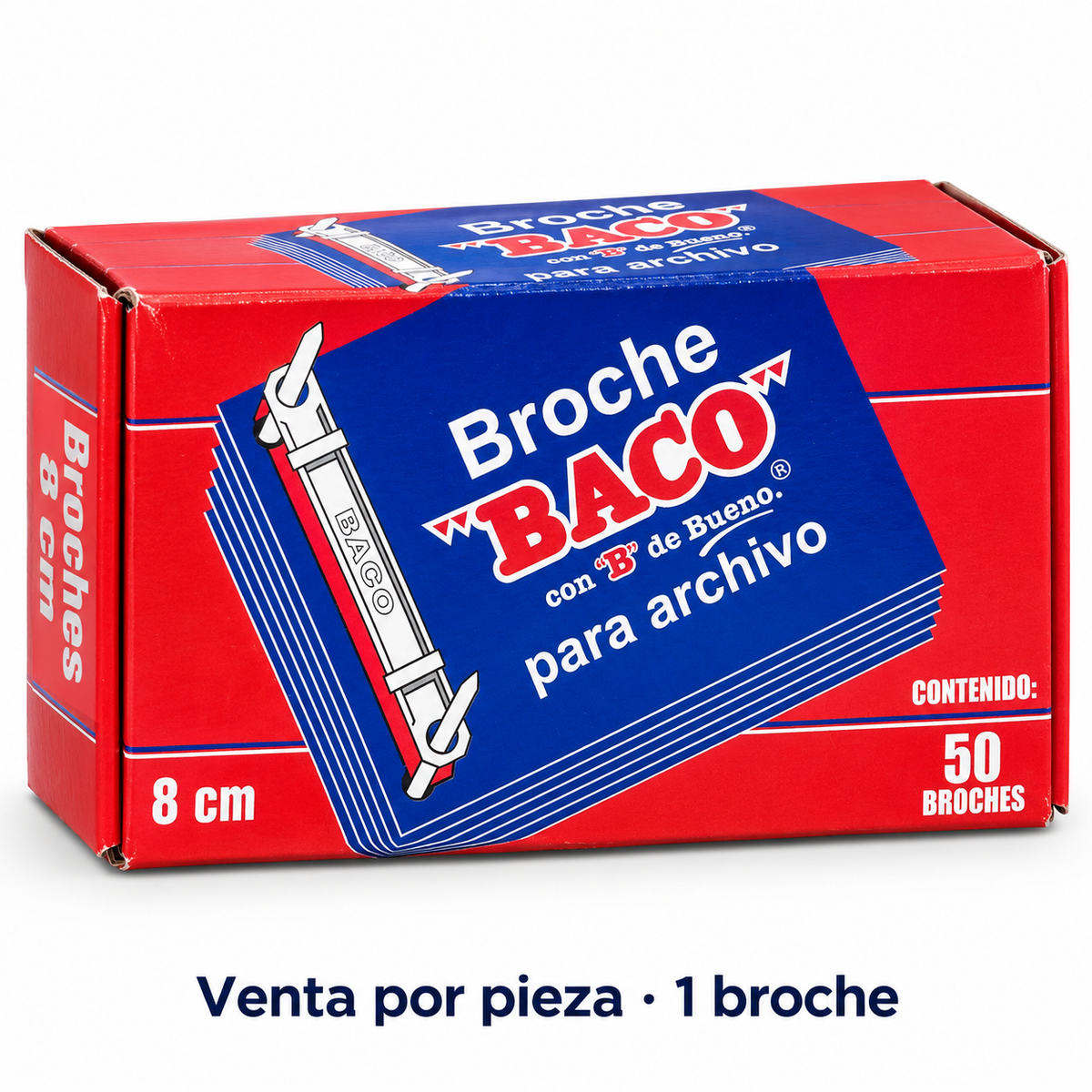 Broche Baco para archivo 8 cm, venta por 1 pieza