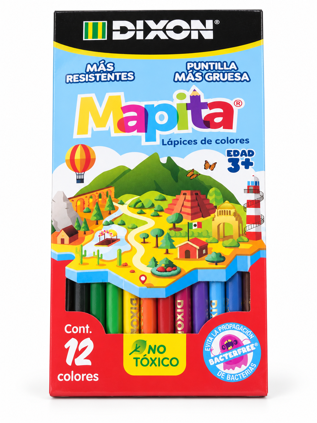 Lápices de colores Dixon Mapita, caja con 12 colores